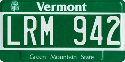 VT license plate LRM942