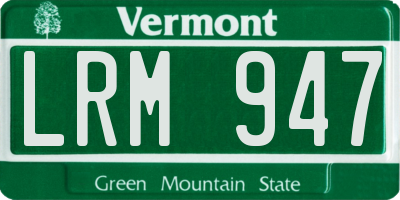 VT license plate LRM947
