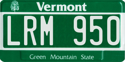 VT license plate LRM950