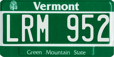VT license plate LRM952