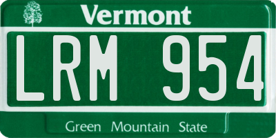 VT license plate LRM954