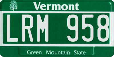 VT license plate LRM958
