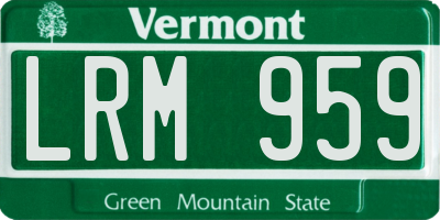 VT license plate LRM959