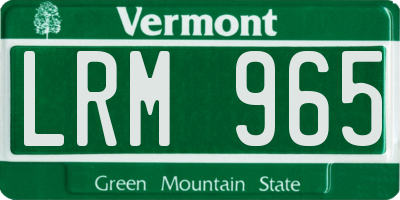 VT license plate LRM965
