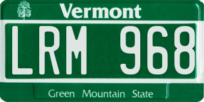 VT license plate LRM968