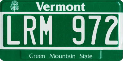 VT license plate LRM972