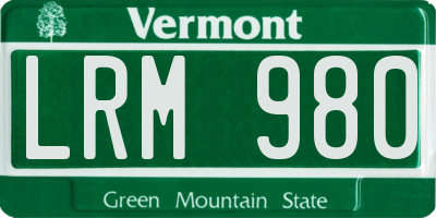 VT license plate LRM980