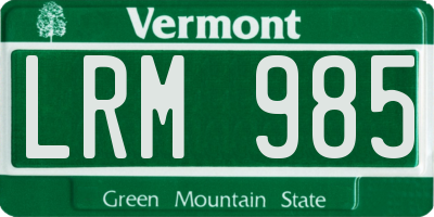 VT license plate LRM985