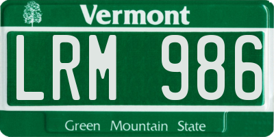 VT license plate LRM986