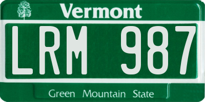 VT license plate LRM987
