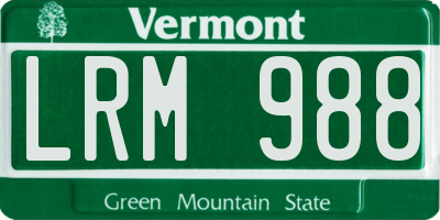 VT license plate LRM988