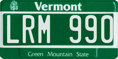 VT license plate LRM990