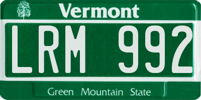 VT license plate LRM992