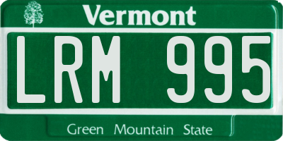 VT license plate LRM995