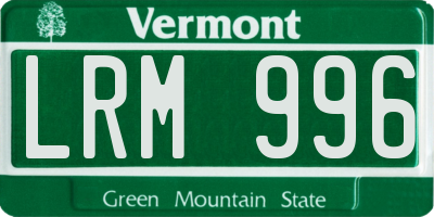 VT license plate LRM996