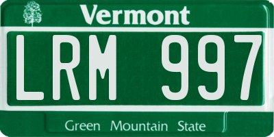 VT license plate LRM997