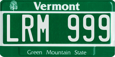 VT license plate LRM999