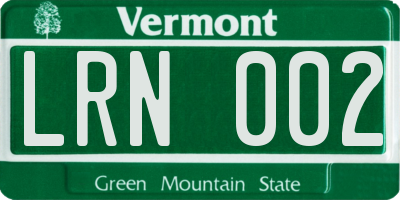 VT license plate LRN002