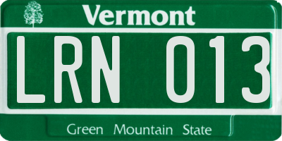 VT license plate LRN013