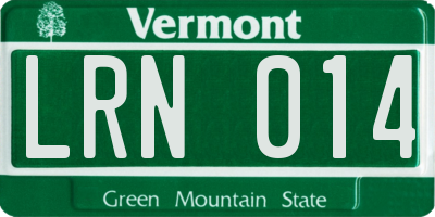VT license plate LRN014