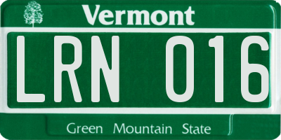 VT license plate LRN016