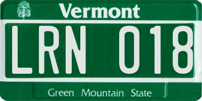 VT license plate LRN018