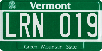 VT license plate LRN019