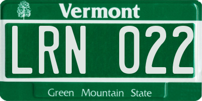 VT license plate LRN022