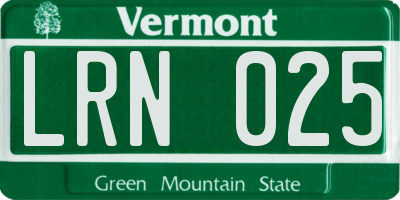 VT license plate LRN025