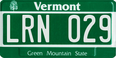 VT license plate LRN029