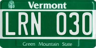VT license plate LRN030