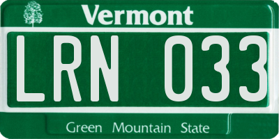 VT license plate LRN033
