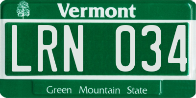VT license plate LRN034