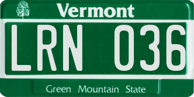 VT license plate LRN036