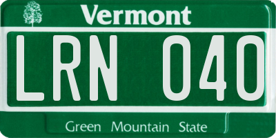 VT license plate LRN040