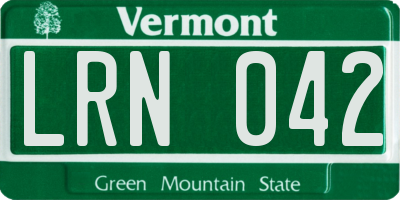 VT license plate LRN042