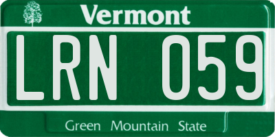 VT license plate LRN059