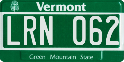 VT license plate LRN062