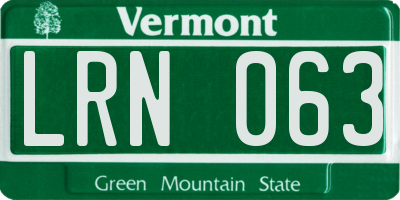 VT license plate LRN063