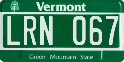 VT license plate LRN067