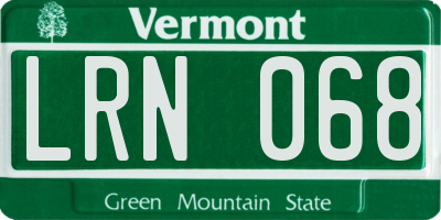 VT license plate LRN068