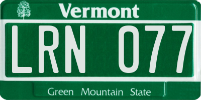 VT license plate LRN077