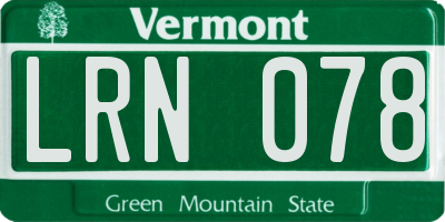 VT license plate LRN078