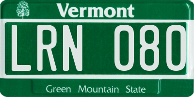 VT license plate LRN080