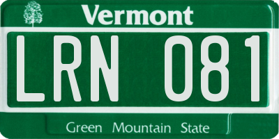 VT license plate LRN081