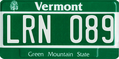 VT license plate LRN089