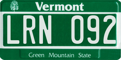 VT license plate LRN092