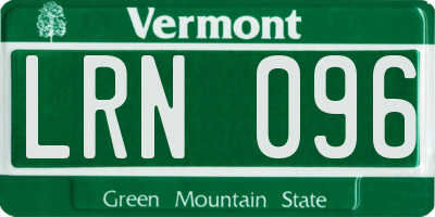 VT license plate LRN096