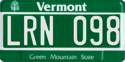VT license plate LRN098