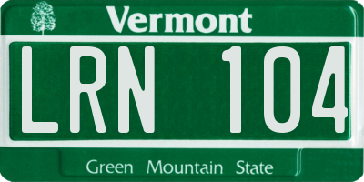 VT license plate LRN104